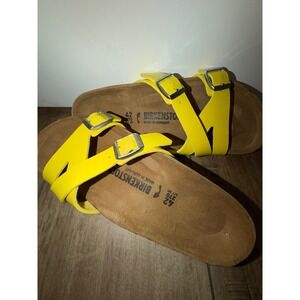 Birkenstock Salina Yellow Patent Leather Sandals Slides 42 L11 Made in Germany